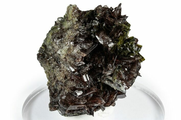 Sharp Axinite Crystal Cluster with Green Epidote - Peru #347908